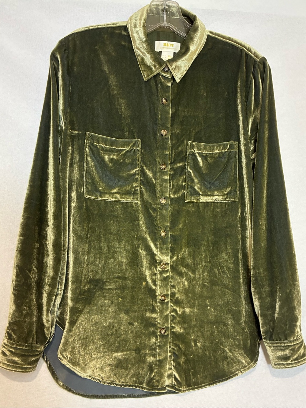Maeve Karina Velvet Buttondown Shirt Anthropologie Women's Size Medium Holiday